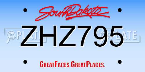 ZHZ795 South Dakota License Plate