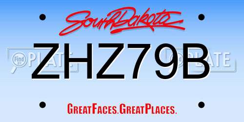 ZHZ79B South Dakota License Plate