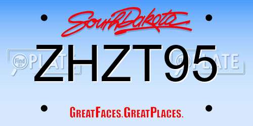 ZHZT95 South Dakota License Plate