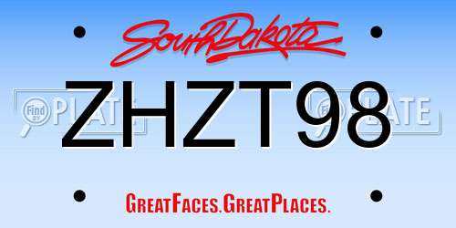 ZHZT98 South Dakota License Plate