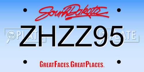 ZHZZ95 South Dakota License Plate