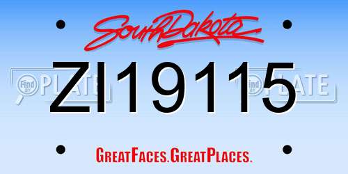ZI19115 South Dakota License Plate