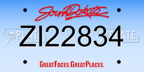 ZI22834 South Dakota License Plate