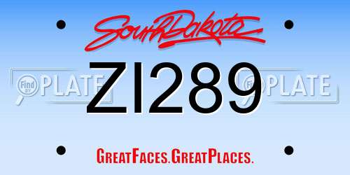 ZI289 South Dakota License Plate