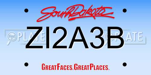 ZI2A3B South Dakota License Plate
