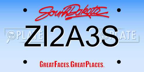 ZI2A3S South Dakota License Plate