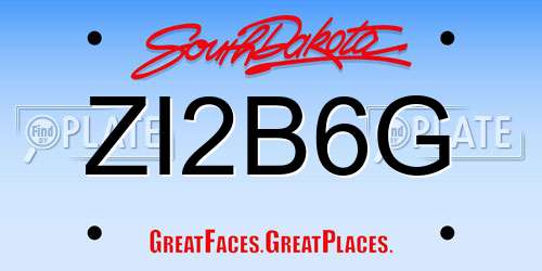 ZI2B6G South Dakota License Plate