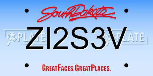 ZI2S3V South Dakota License Plate