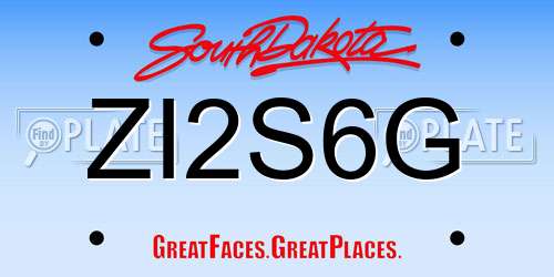 ZI2S6G South Dakota License Plate
