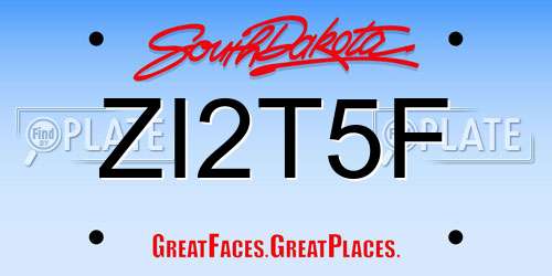 ZI2T5F South Dakota License Plate