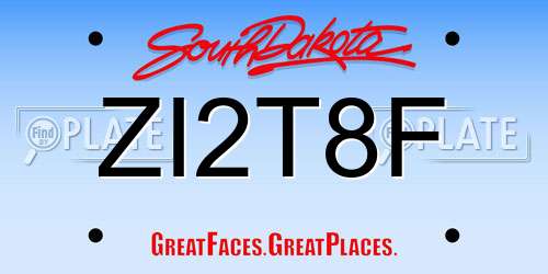 ZI2T8F South Dakota License Plate