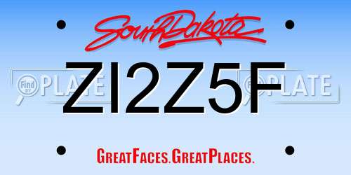 ZI2Z5F South Dakota License Plate