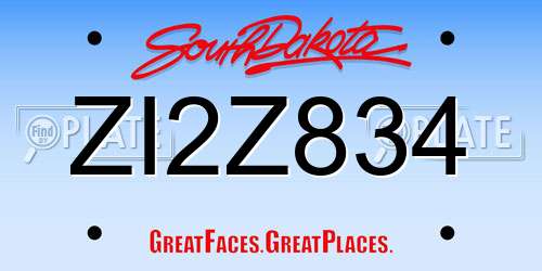 ZI2Z834 South Dakota License Plate