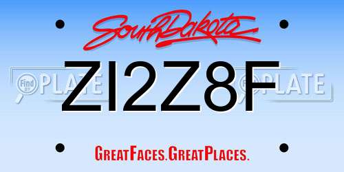 ZI2Z8F South Dakota License Plate
