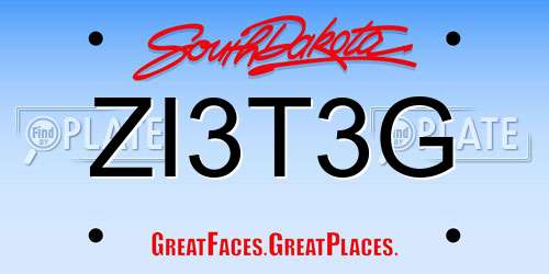 ZI3T3G South Dakota License Plate