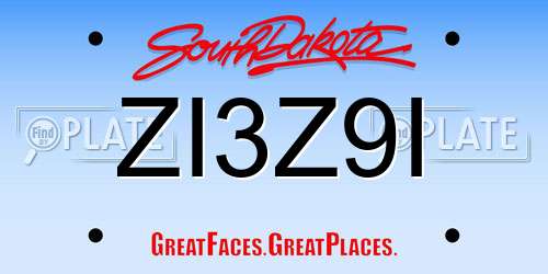 ZI3Z9I South Dakota License Plate
