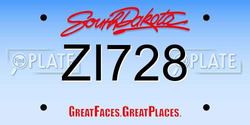 ZI728 South Dakota License Plate