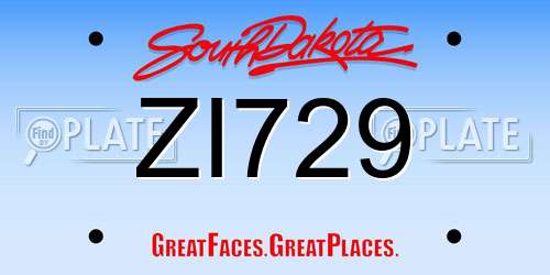 ZI729 South Dakota License Plate