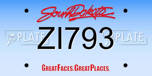 ZI793 South Dakota License Plate