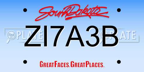 ZI7A3B South Dakota License Plate