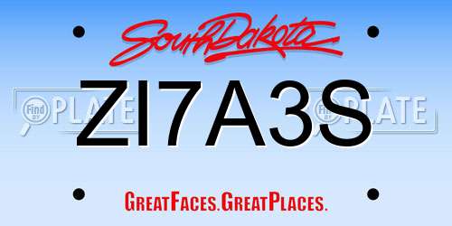 ZI7A3S South Dakota License Plate