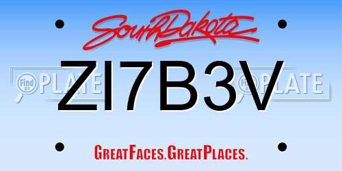 ZI7B3V South Dakota License Plate