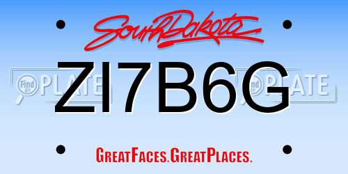 ZI7B6G South Dakota License Plate
