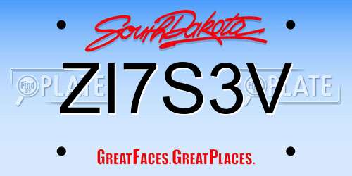 ZI7S3V South Dakota License Plate