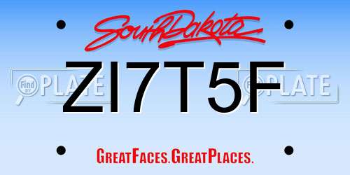 ZI7T5F South Dakota License Plate