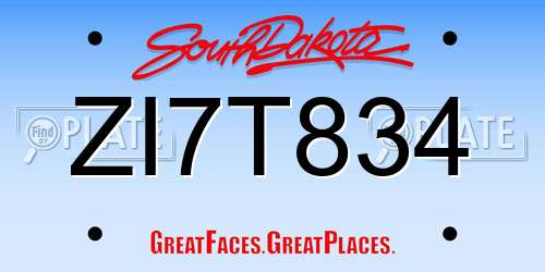 ZI7T834 South Dakota License Plate