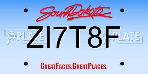 ZI7T8F South Dakota License Plate