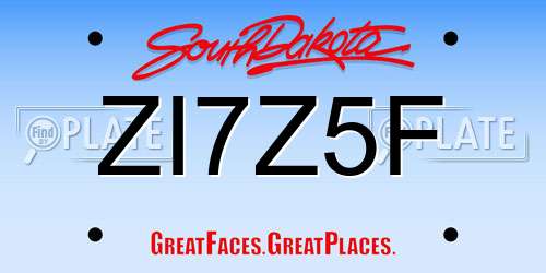 ZI7Z5F South Dakota License Plate
