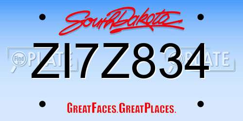 ZI7Z834 South Dakota License Plate