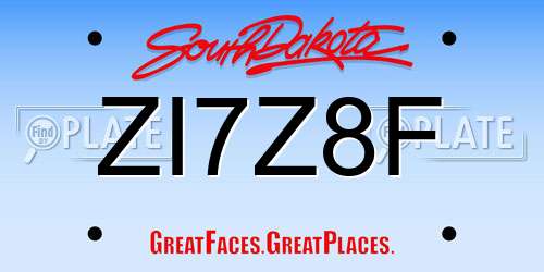 ZI7Z8F South Dakota License Plate