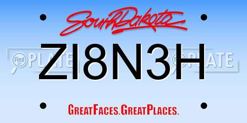 ZI8N3H South Dakota License Plate