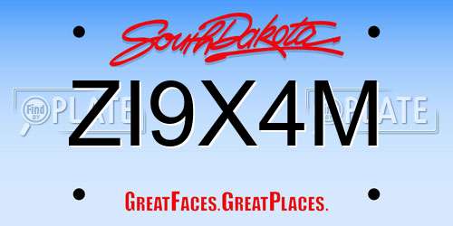 ZI9X4M South Dakota License Plate