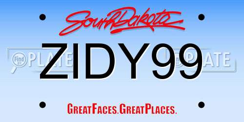 ZIDY99 South Dakota License Plate