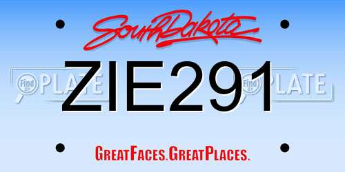 ZIE291 South Dakota License Plate