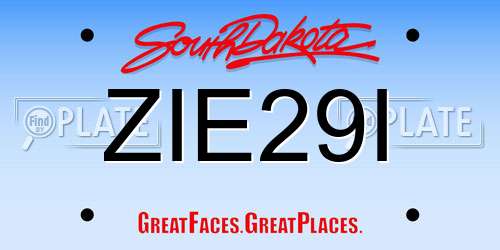 ZIE29I South Dakota License Plate