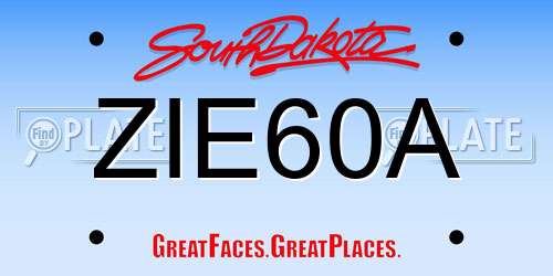 ZIE60A South Dakota License Plate