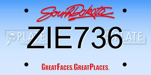 ZIE736 South Dakota License Plate