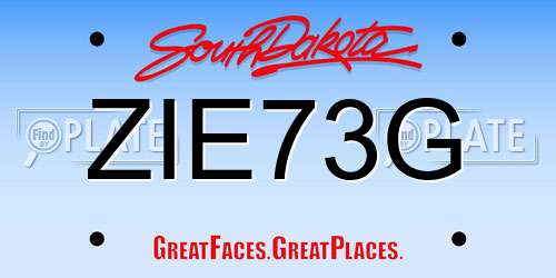ZIE73G South Dakota License Plate