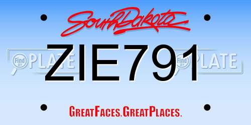 ZIE791 South Dakota License Plate