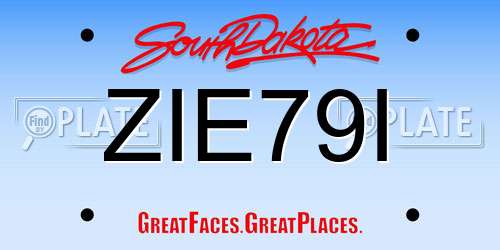 ZIE79I South Dakota License Plate