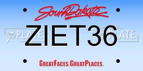 ZIET36 South Dakota License Plate
