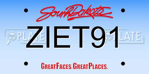 ZIET91 South Dakota License Plate