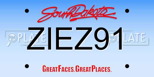 ZIEZ91 South Dakota License Plate