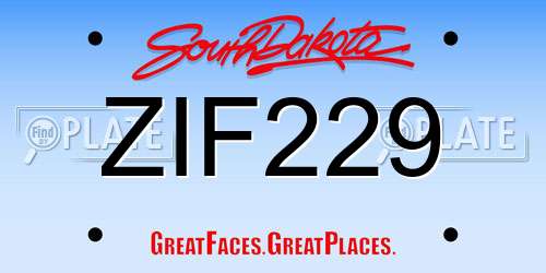 ZIF229 South Dakota License Plate