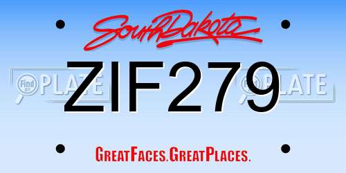 ZIF279 South Dakota License Plate