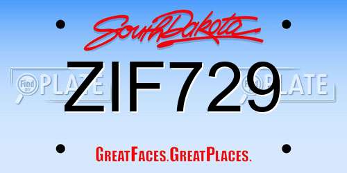 ZIF729 South Dakota License Plate